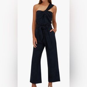Veronica Beard One-Shoulder Navy Jumpsuit